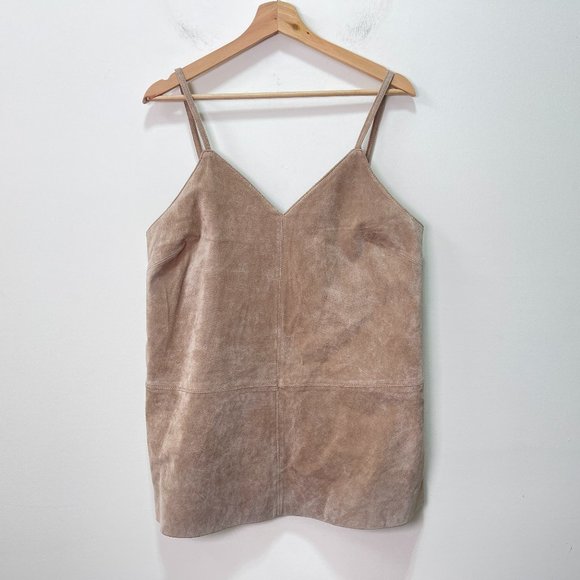 River Island Beige Premium Suede Cami Top sz M - Picture 2 of 10